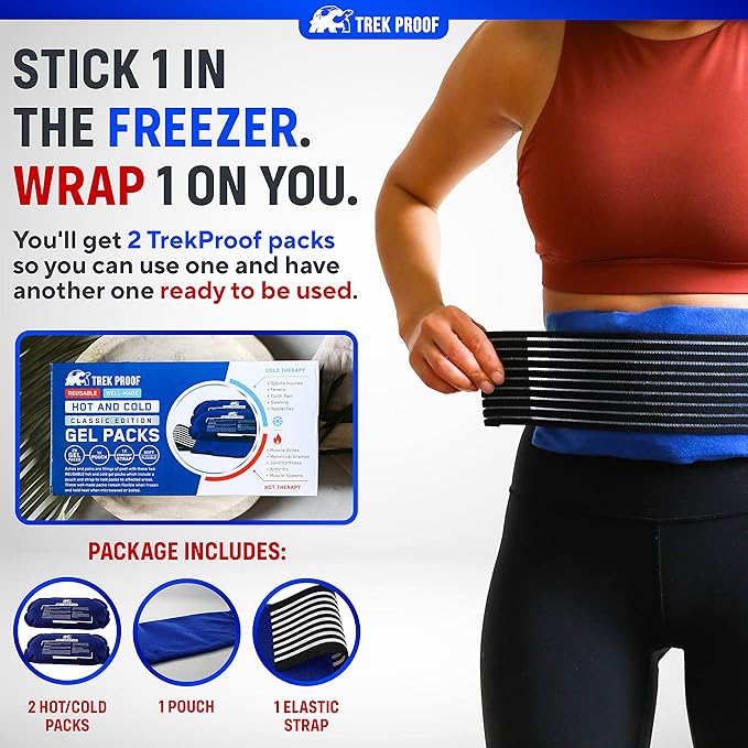 Ice Packs for Injuries Reusable (3-Piece Set) – Hot and Cold Ice Pack Therapy Gel Wrap Support – Supports Recovery, Joint and Muscle Pain – Knees, Back & More (3 Piece Set - Classic)-FlexoryFit