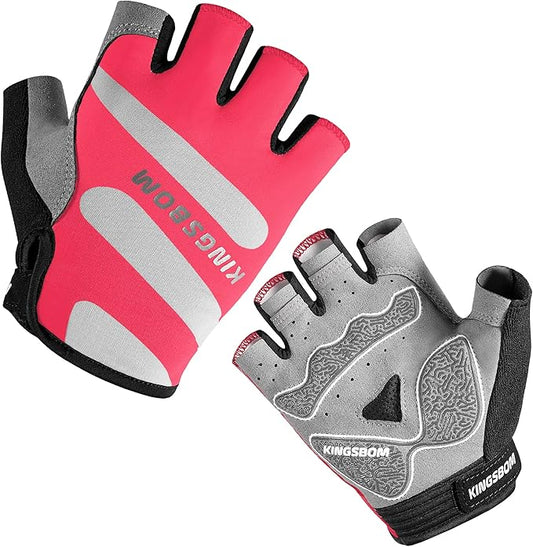 KINGSBOM Breathable Cycling Gloves, Shock-Absorbing Bike Gloves with Light Silicone Gel Pad, Anti-Slip Bicycle Gloves for Men and Women-FlexoryFit