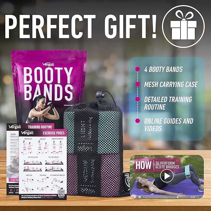 Resistance Bands for Working Out with Workout Bands Guide. 4 Booty Bands for Women Men Fabric Elastic Bands for Exercise Bands Resistance Bands for Legs Bands for Working Out Hip Thigh Glute Bands Set-FlexoryFit