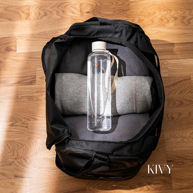 KIVY Clear water bottle 32oz [Lightweight & Shatterproof] Fits Backpack & Cupholder for Travel, Sports, School, Gym - Cute water bottle aesthetic - Cherry Edition-FlexoryFit