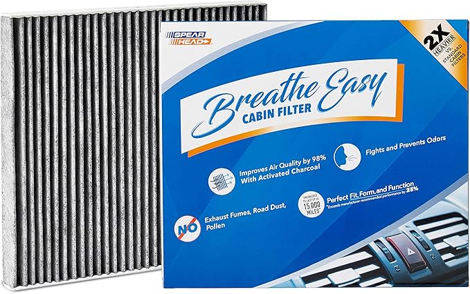 Spearhead Odor Defense Breathe Easy AC & Heater Cabin Filter | Fits 2011-25 Durango, 2011-21 Grand Cherokee, 2022 Grand Cherokee WK Like OEM | Up to 25% Longer Lasting w/Activated Carbon (BE-183)