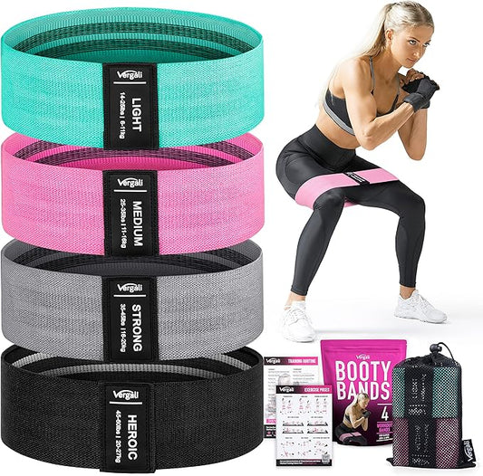 Resistance Bands for Working Out with Workout Bands Guide. 4 Booty Bands for Women Men Fabric Elastic Bands for Exercise Bands Resistance Bands for Legs Bands for Working Out Hip Thigh Glute Bands Set-FlexoryFit