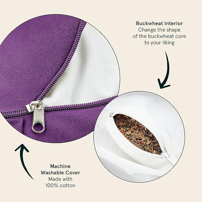 Retrospec Sedona Zafu Meditation Cushion Filled w/Buckwheat Hulls - Yoga Pillow for Meditation Practices - Machine Washable 100% Cotton Cover & Durable Carry Handle Round & Crescent, 1 Ct (Pack of 1)-FlexoryFit