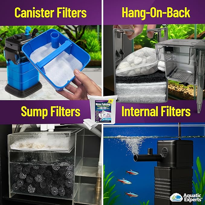 Aquatic Experts Aquarium Polishing Filter Pad, Water Polishing Pad for Aquarium Filters, Filter Floss for Fish Tank Filters, (50 Micron, 24" x 36" - 2 Pack)