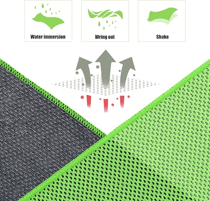 Biange Cooling Towel (Pack of 20, 40"x12") with Pouches for Sports, Workout, Fitness, Gym, Yoga, Golf, Pilates, Travel, Camping & More-FlexoryFit