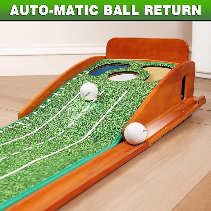 CHAMPKEY Professional Hazard Golf Putting Green Come with Golf Putting Gates and Putting Mirror - Progressive Slope Tech and Noise Reduction Tech Golf Putting Mat