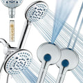 AquaCare High Pressure 6-way Dual Shower Head Combo with Built-in Filter & Power Wash - Clean Tub, Tile & Pets. Remove Chlorine, Lead & Toxins from Water to Protect Skin, Hair, & Nails. Chrome Finish