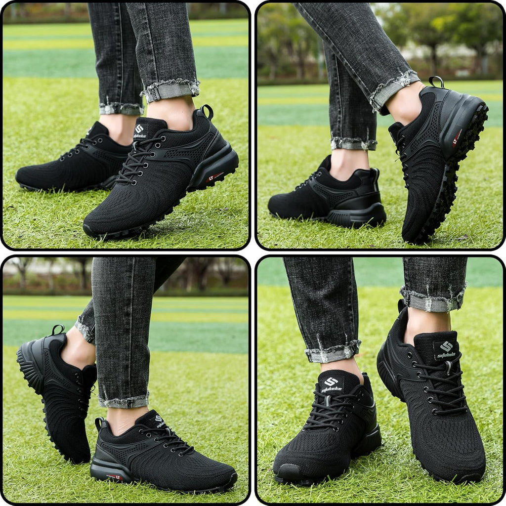 Men's Trail Running Shoes Lightweight Breathable Walking Hiking Sneakers Outdoor Athletic Tennis Cross Training Shoes