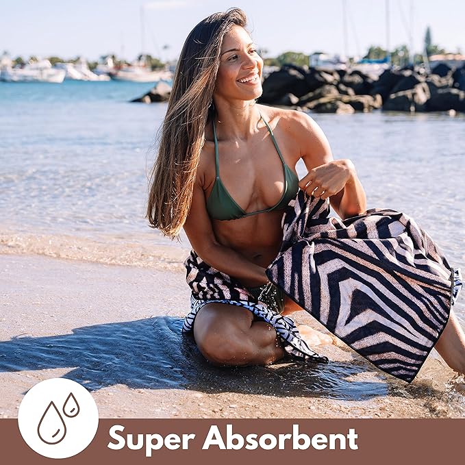 ECCOSOPHY Microfiber Beach Towel - Sand Free Towels are Quick Dry, Light Weight, Super Absorbent - Perfect Pool, Travel, Cruise, Camping Essentials - Oversized Extra Large for Adults 71x35 in-FlexoryFit