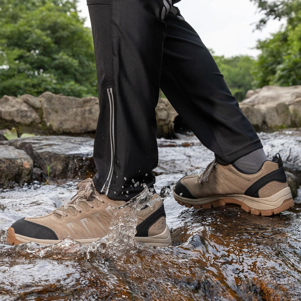 OL OUTJET LEGEND Men's Waterproof Hiking Shoes Leather Comfortable Lightweight Anti-Slip Outdoor Walking Work Sneakers