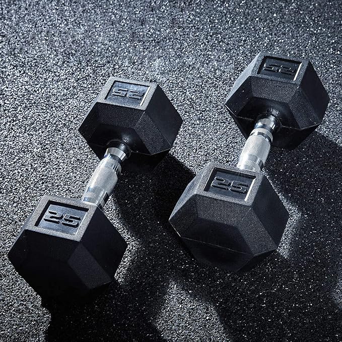 WF Athletic Supply Rubber Coated Hex Dumbbell Set, Multiple Choices Available - Dumbbells with Rack Stand and Mat, or Dumbbells Only (200/550/1200/2100/3000 LB)-FlexoryFit