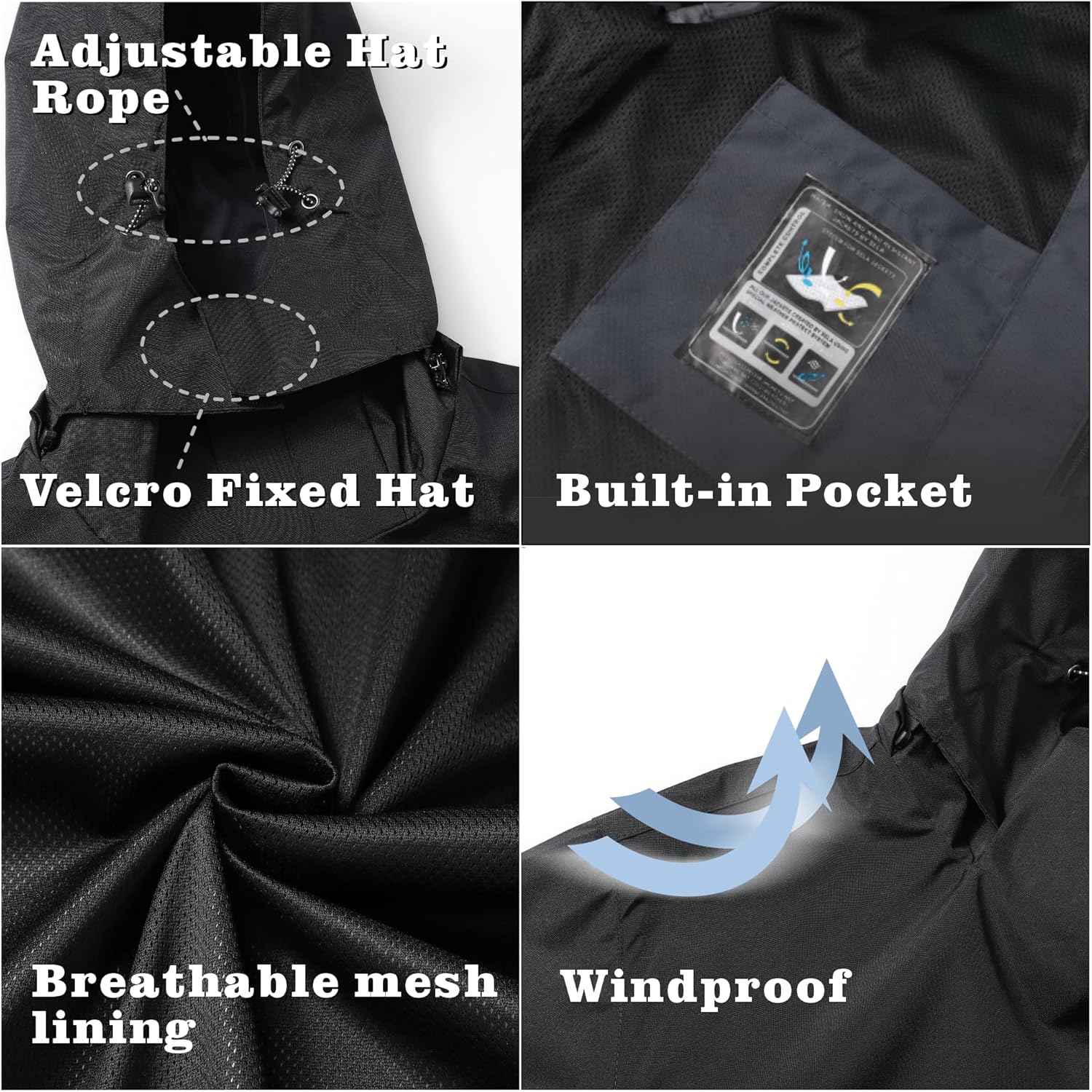 GIISAM Rain Jacket for Men, Mens Waterproof Raincoat Lightweight Rain Jackets Outdoor Rain Coat Windbreaker with Hood