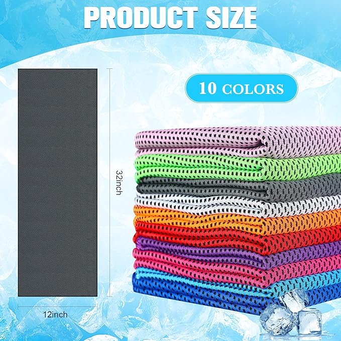 Maitys 1000 Pcs Cooling Towel Bulk, 32 x 12 Inch Microfiber Ice Towel for Neck and Face Cold Soft Breathable Sport Neck Wraps for Hot Weather Athletes Gym Yoga Camping Workout-FlexoryFit