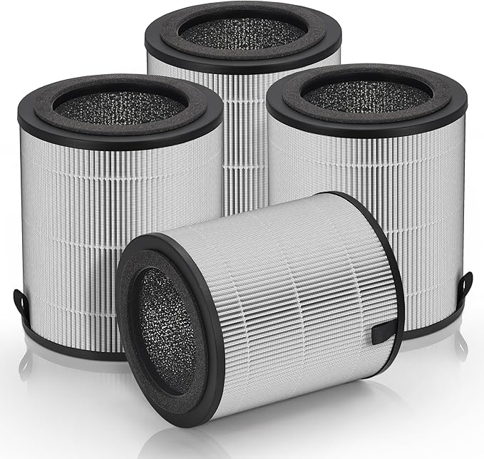 JF 100 Replacement Filter Compatible with Jafanda Air Puri-fier Filter JF100, 3-Stage Filtration with High-Efficiency Activate Carbon, Compare to Part# JF100-RF, 4-Pack