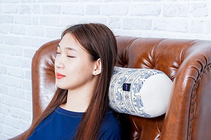 Leewadee Small Yoga Bolster – Shape-Retaining Cervical Neck Roll, Tube Pillow for Comfortable Reading, Kapok Filling, 22 x 6 x 6 inches-FlexoryFit