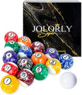 Pool Balls Billiard Set – 2-1/4" Regulation Size, 6 oz Professional Weight, AAA Grade Pure Resin, White Marble Swirl Pool Table Balls for Tournament, Bar, Game Room & Gifts