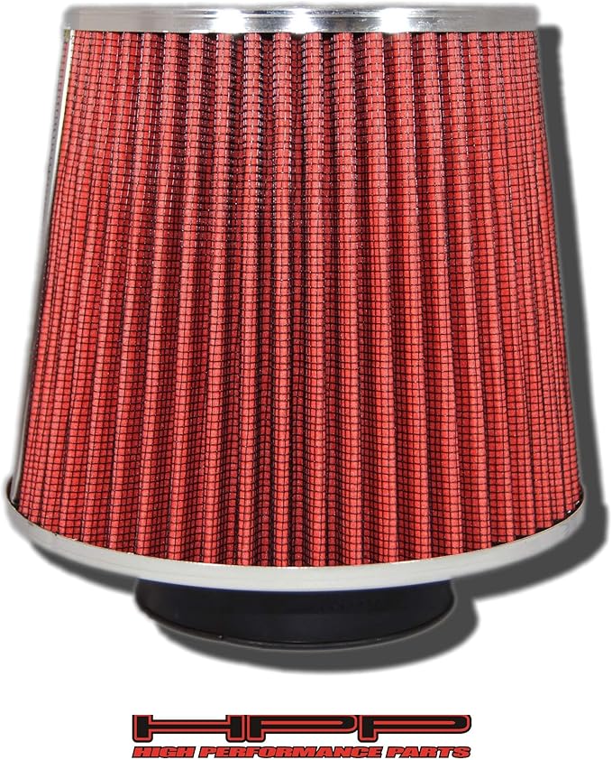 Cold Air Intake Red 3.5" / 89 mm Inlet Reusable Quality Universal Clamp On Cone Replacement Dry Air Filter