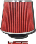 Cold Air Intake Red 2.5" / 63.5 mm Inlet Reusable Quality Universal Clamp On Cone Replacement Dry Air Filter