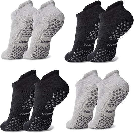 Hylaea Unisex Non Slip Socks with Grip for Yoga, Hospital, Pilates, Barre | Ankle, Cushioned-FlexoryFit