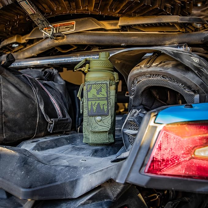 Iron InfideI Battle Bottle Sleeve - 64 oz and 32 oz Water Bottle Sleeve Only for Half Gallon 1L Steel Water Bottle | Rugged Cover with Molle for Versatile Design with Storage for Phone, Wallet & Keys-FlexoryFit