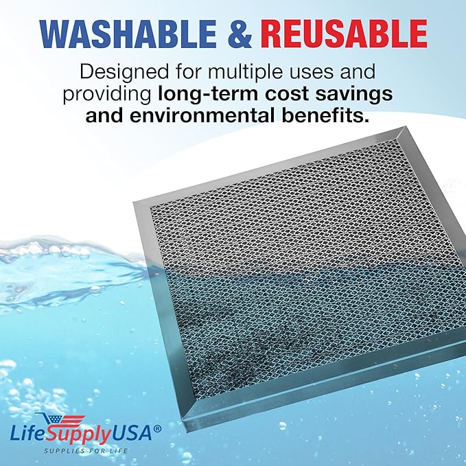 16x16x1 Electrostatic Air Filter, MERV 8, Washable, Reusable Furnace AC/HVAC Filter, Energy Saving, Easy to Clean, Long-Lasting by LifeSupplyUSA