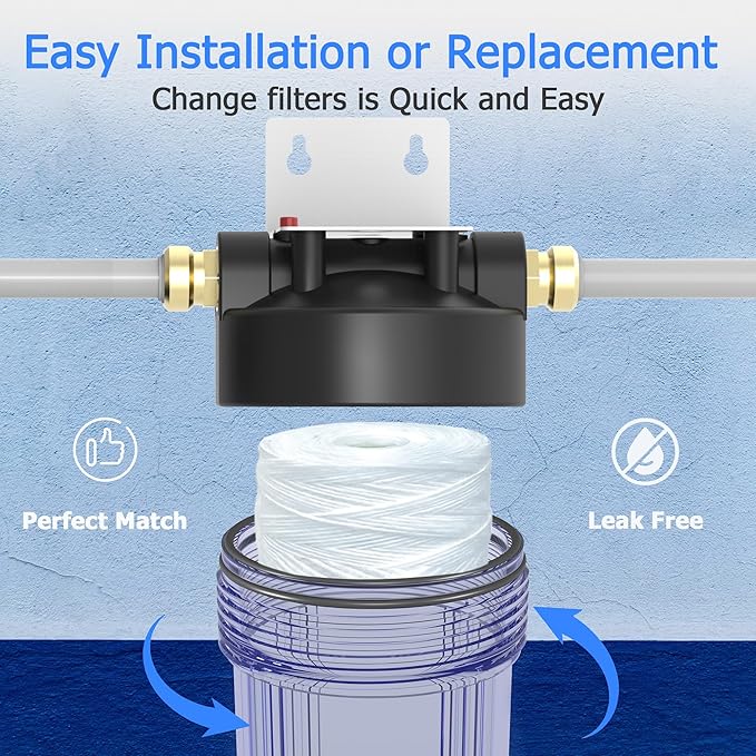 20 Micron Whole House Water Filter Cartridge, String Wound Sediment Filters for Well Water, Universal Replacement for Any 10 inch RO Unit - 10" x 2.5" Cartridges - Pack of 6