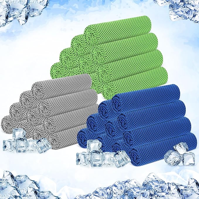 Hosuly 30 Pack Cooling Towels, 40"x12" Ice Breathable Soft Chilly Sweat Rag Microfiber Workout Rags for Gym Cooling Towels for Neck and Face for Yoga Golf Sport Running-FlexoryFit