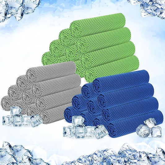 Hosuly 30 Pack Cooling Towels, 40"x12" Ice Breathable Soft Chilly Sweat Rag Microfiber Workout Rags for Gym Cooling Towels for Neck and Face for Yoga Golf Sport Running-FlexoryFit