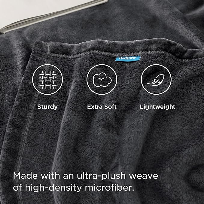 Bedsure Fleece Blankets Queen Size Dark Grey - Bed Blanket Soft Lightweight Plush Fuzzy Cozy Luxury Microfiber, 90x90 inches