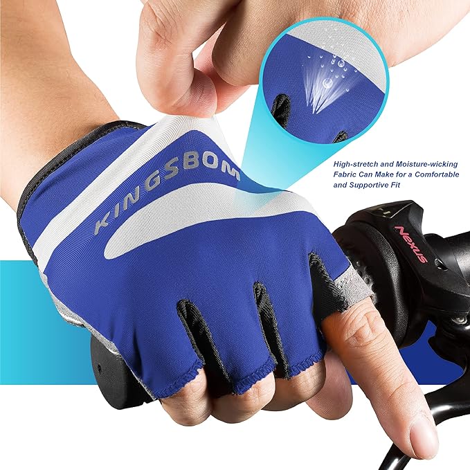 KINGSBOM Breathable Cycling Gloves, Shock-Absorbing Bike Gloves with Light Silicone Gel Pad, Anti-Slip Bicycle Gloves for Men and Women-FlexoryFit