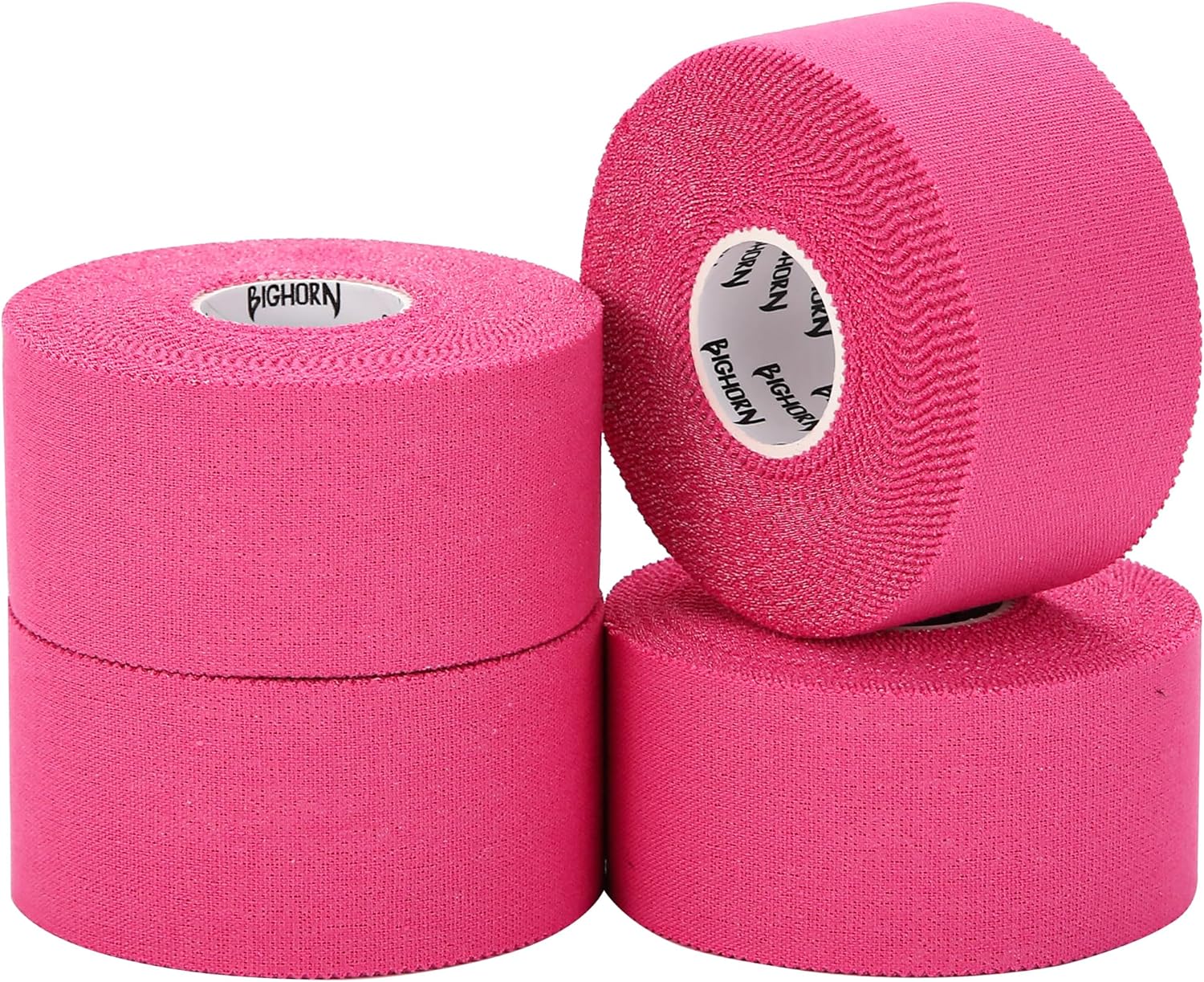 Bighorn Athletics Sports Tape | EZ-Tear Pink Athletic Tape for Wrist, Ankle & Foot Support | Zinc Oxide Infused & Latex-Free Adhesive, Breathable Cotton Fabric, 1.5-Inch x 45-Feet, 4 Rolls, Pink