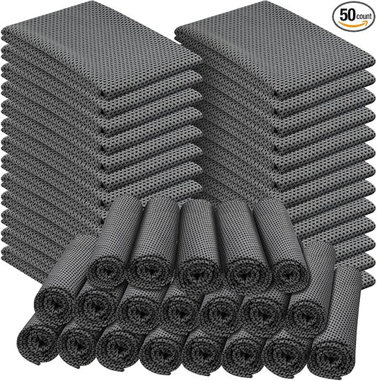 Shellwei 50 Pcs Cooling Towel 40 x 12 Inch Microfiber Workout Towels Breathable Chilly Towel Ice Cool Cold Towels Bulk Fast Drying Absorbent Sweat Rag for Neck Yoga Sports Golf Gym-FlexoryFit