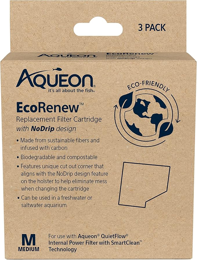 Aqueon Aquarium Fish Tank EcoRenew Filter Cartridge, Medium 3 Pack