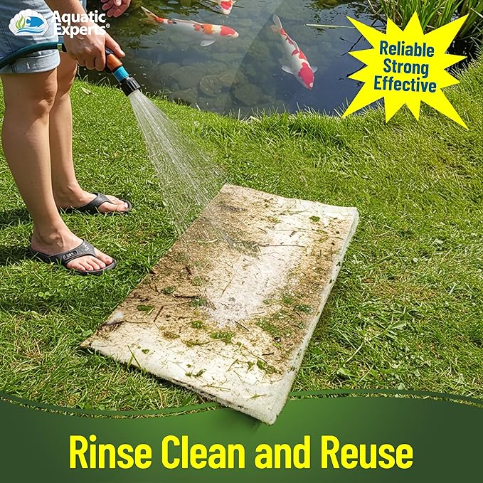 Classic Koi Pond Filter Pad FINE - White Bulk Roll Pond Filter Media, Ultra-Durable Pond Filters for Outdoor Ponds, Reusable Fish Pond Filter Material, USA, Aquatic Experts (3/4" - 1" x 16" x 56")