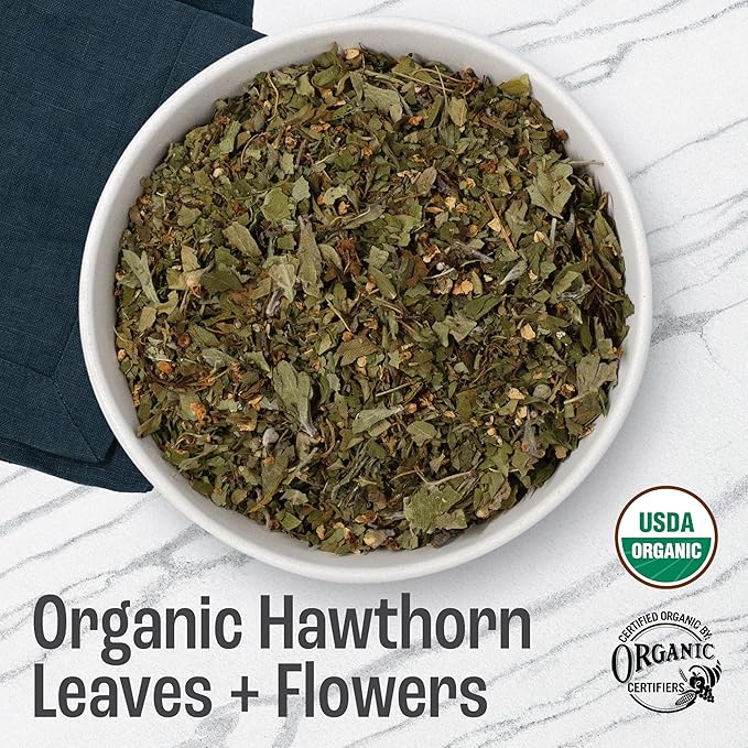 J MAC BOTANICALS Organic Hawthorn Leaf and Flower (16 oz) Dried Hawthorne leaves-FlexoryFit