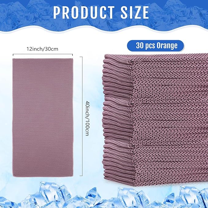 Hosuly 30 Pack Cooling Towels, 40"x12" Ice Breathable Soft Chilly Sweat Rag Microfiber Workout Rags for Gym Cooling Towels for Neck and Face for Yoga Golf Sport Running-FlexoryFit