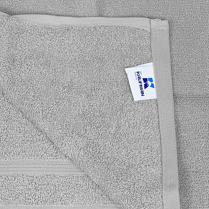 Kaufman - Premium Hand Towels Set for Bathroom, Spa, Gym, and Face Towel 100% Cotton Ring Spun, Ultra Soft Feel and Highly Absorbent Towels (Light Gray, 72-PK)-FlexoryFit