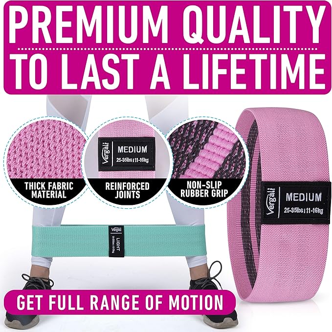 Resistance Bands for Working Out with Workout Bands Guide. 4 Booty Bands for Women Men Fabric Elastic Bands for Exercise Bands Resistance Bands for Legs Bands for Working Out Hip Thigh Glute Bands Set-FlexoryFit