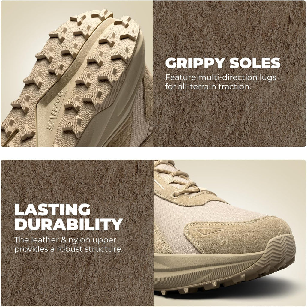 NORTIV 8 Men's Wide Toe Box Hiking Boots Low Drop Waterproof Outdoor Trekking Camping Shoes for Plantar Fasciitis Bunion Katahdin