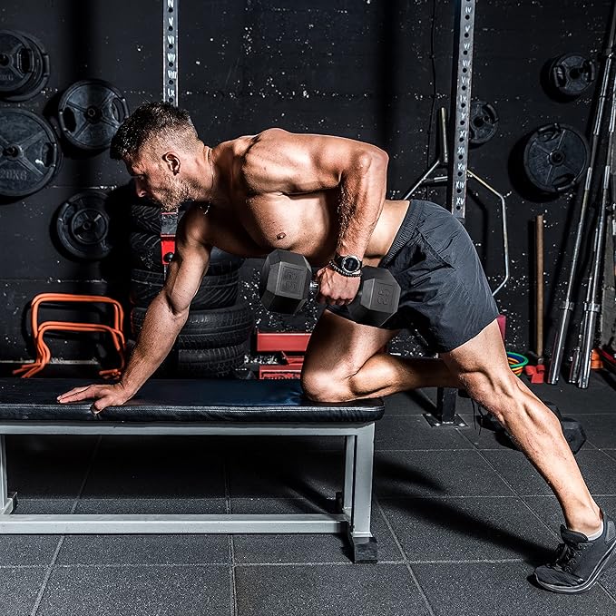 WF Athletic Supply Rubber Coated Hex Dumbbell Set, Multiple Choices Available - Dumbbells with Rack Stand and Mat, or Dumbbells Only (200/550/1200/2100/3000 LB)-FlexoryFit