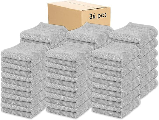 Kaufman - Premium Hand Towels Set for Bathroom, Spa, Gym, and Face Towel 100% Cotton Ring Spun, Ultra Soft Feel and Highly Absorbent Towels (Light Gray, 36)-FlexoryFit