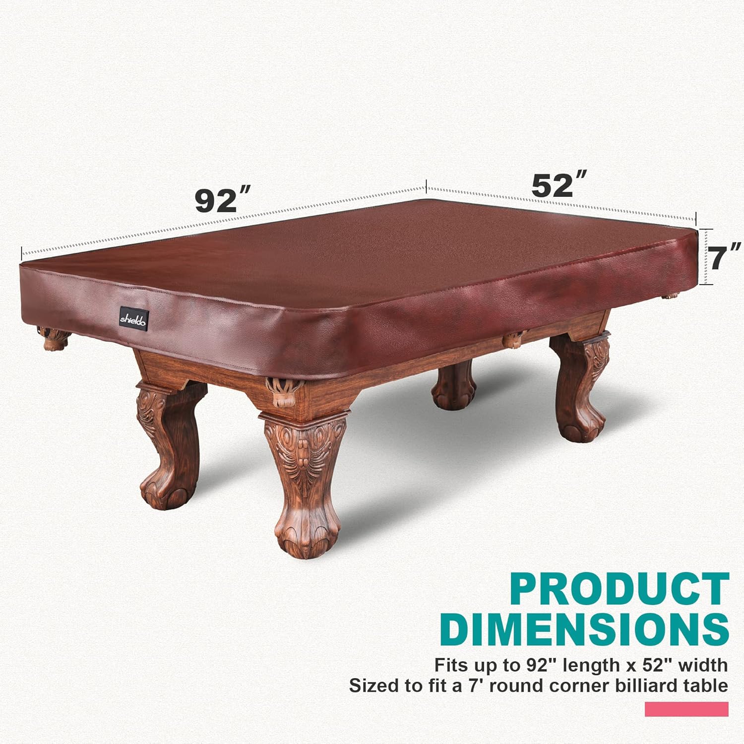Heavy Duty Leatherette Billiard Pool Table Cover,Waterproof&Tearproof Cover for Pool Table,7/8/9 Foot Fitted(7FT/Brown)