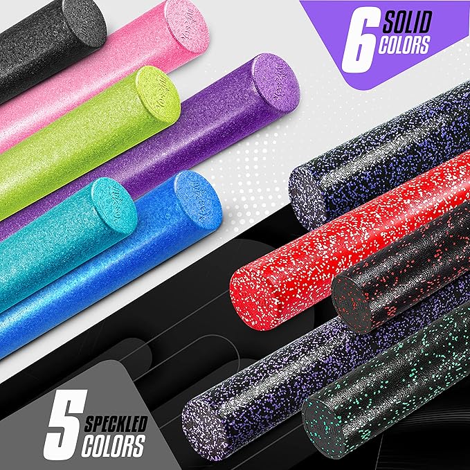 Yes4All High-Density EPP Round Back Roller Foam, Exercise Foam Roller for Yoga, Pilates & Stretching - 12, 18, 24, 36 inch-FlexoryFit