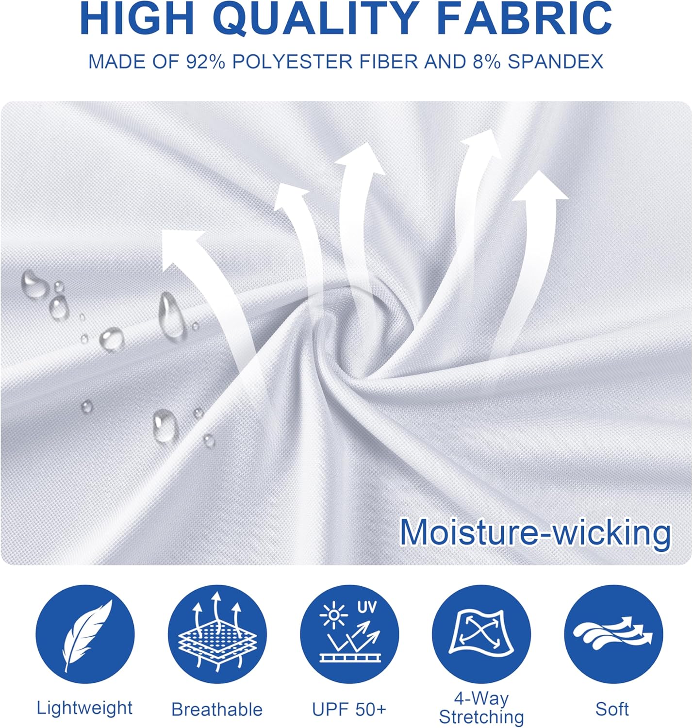 Mens Golf Shirt Short Sleeve Moisture Wicking Dry Fit Performance Solid Casual Pique Collared Golf Polo Shirts for Men