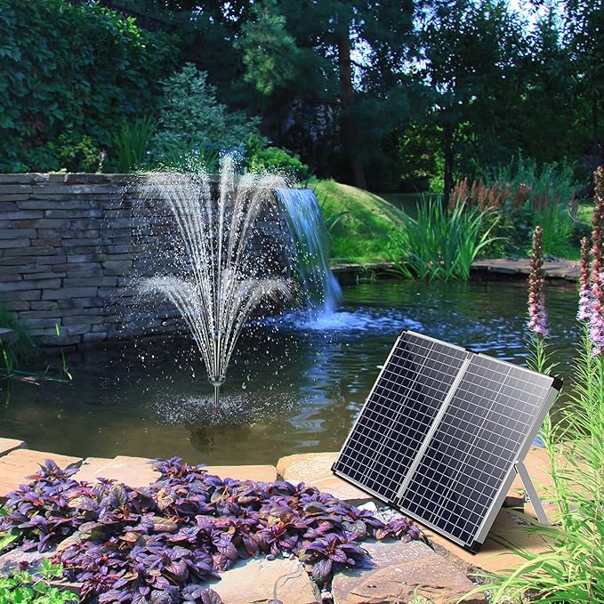Biling Solar Pond Pump with Pond Filter, 70W Solar Panel, 660 GPH Solar Fountain Pump with Pond Filter Box Outdoor for Garden Ponds Water Feature Waterfall Pool