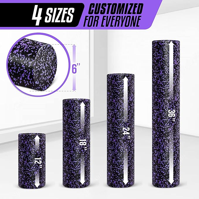 Yes4All High-Density EPP Round Back Roller Foam, Exercise Foam Roller for Yoga, Pilates & Stretching - 12, 18, 24, 36 inch-FlexoryFit