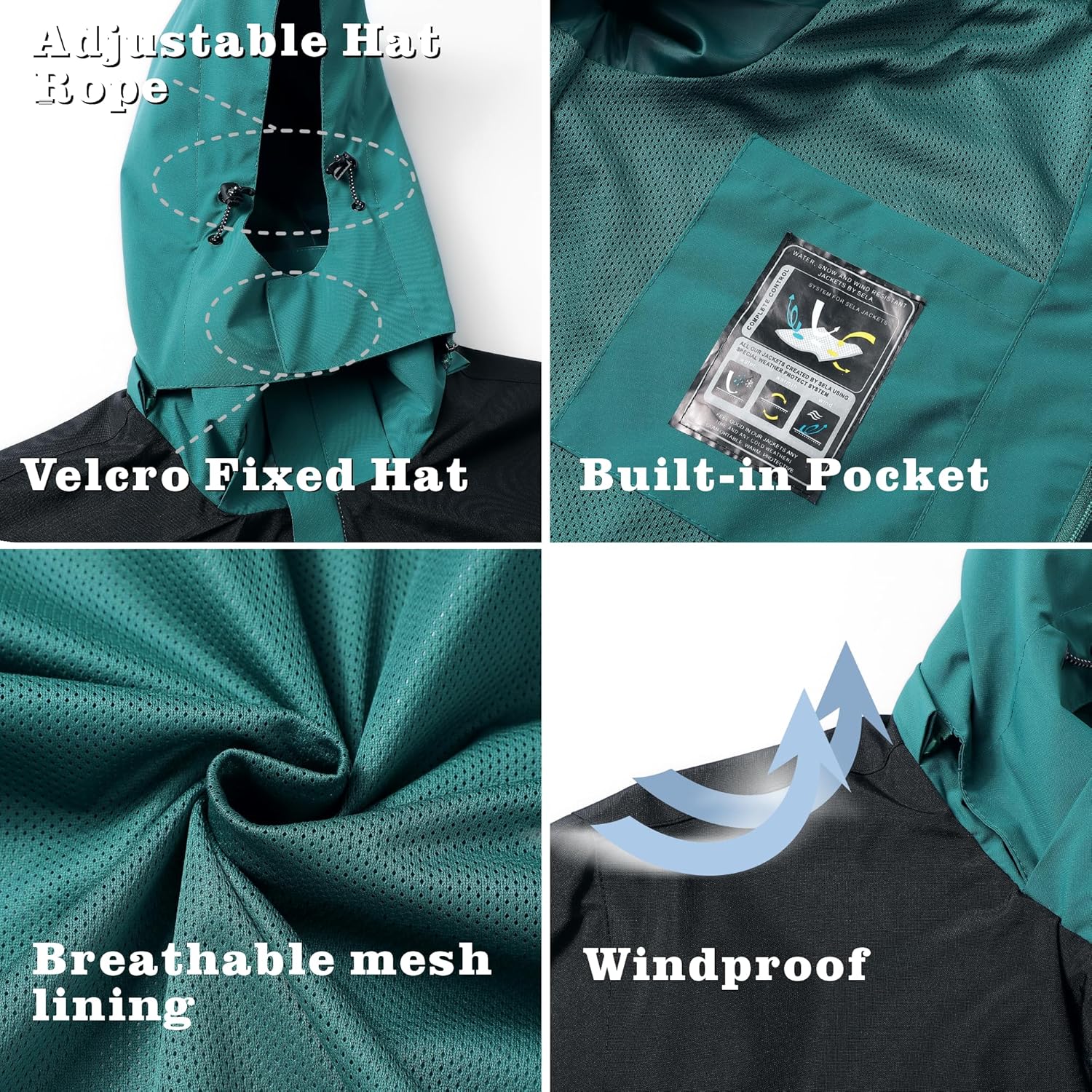GIISAM Rain Jacket for Men, Mens Waterproof Raincoat Lightweight Rain Jackets Outdoor Rain Coat Windbreaker with Hood