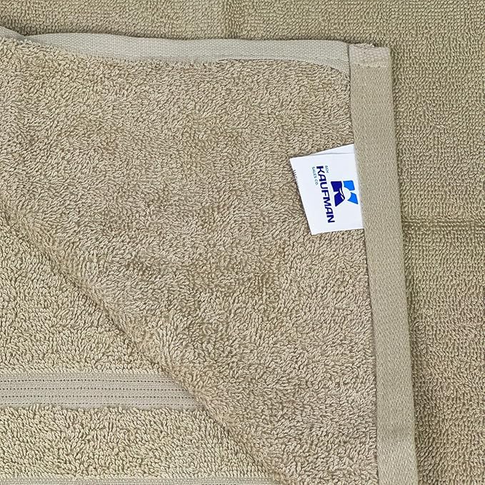 Kaufman - Premium Hand Towels Set for Bathroom, Spa, Gym, and Face Towel 100% Cotton Ring Spun, Ultra Soft Feel and Highly Absorbent Towels (12, Linen)-FlexoryFit
