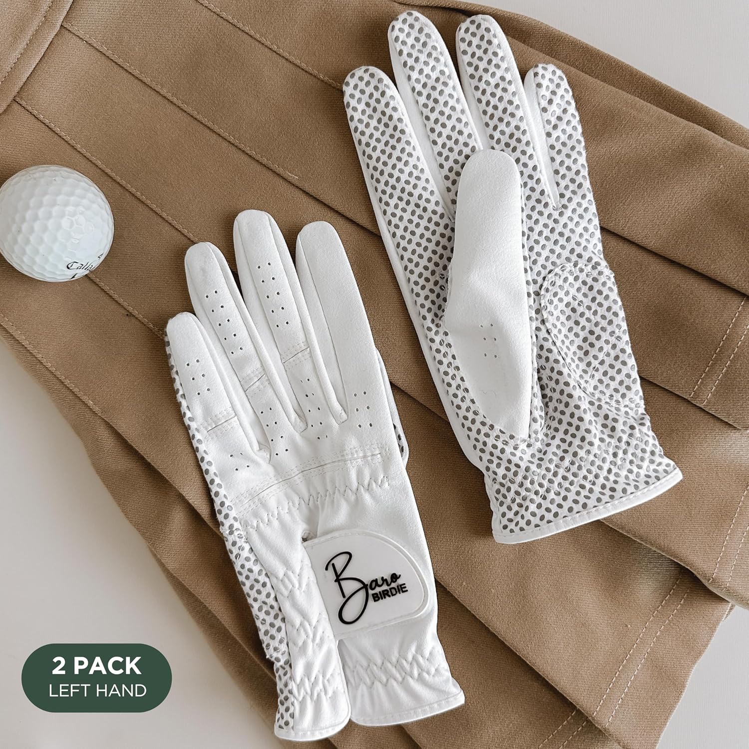 Left Hand Golf Gloves Women 2 Pack Girl Ladies Sports Silicon Non-Slip Extra Grip All Weather Season Tennis