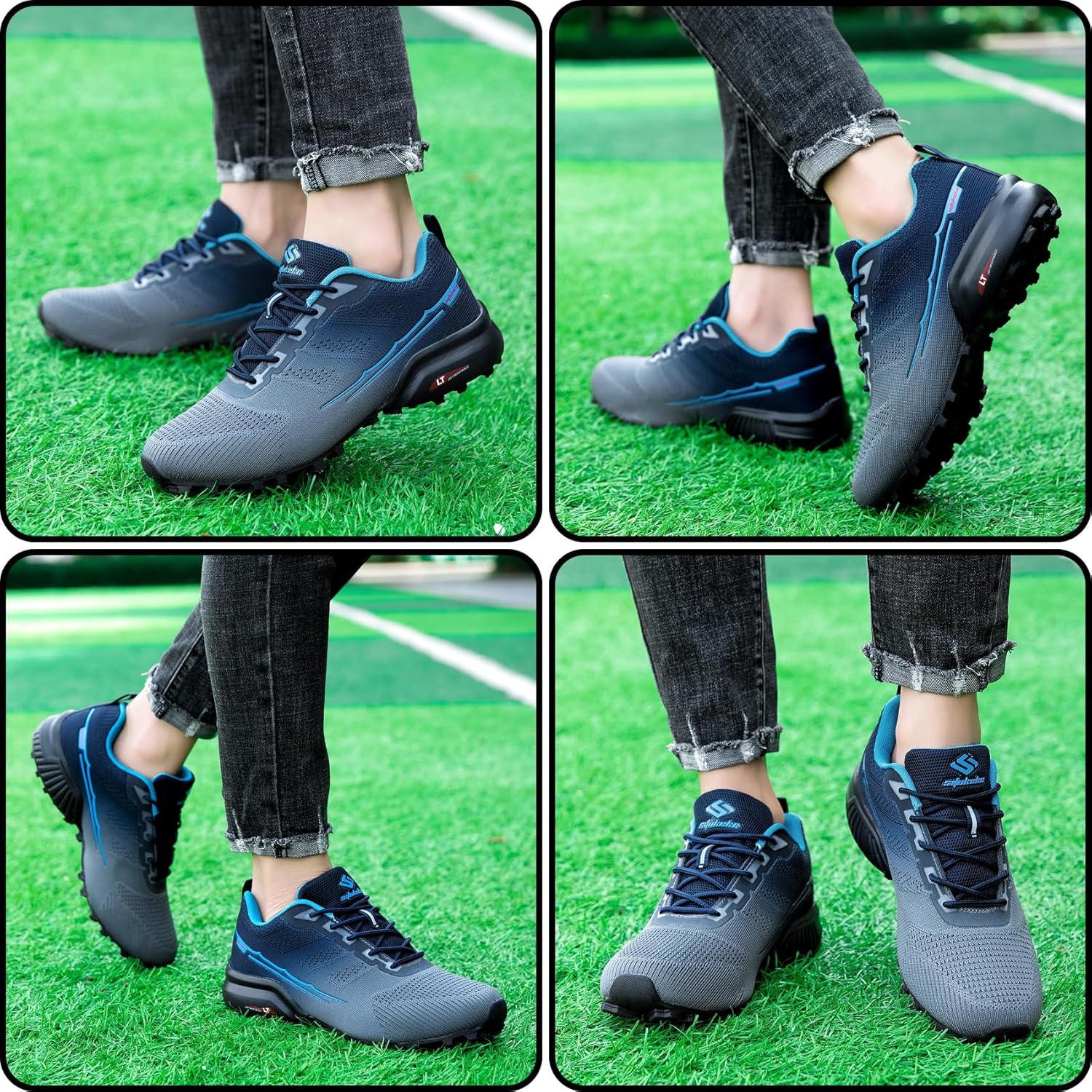Men's Trail Running Shoes Lightweight Breathable Walking Hiking Sneakers Outdoor Athletic Tennis Cross Training Shoes